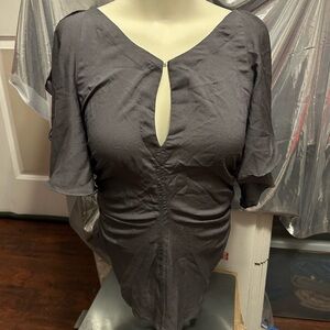 Chic Slate Keyhole Blouse